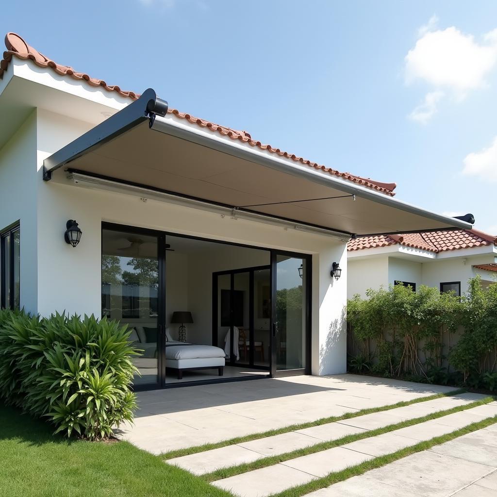 Mẫu mái hiên di động hiện đại cho nhà phố tại Đà Nẵng, tăng tính thẩm mỹ và công năng